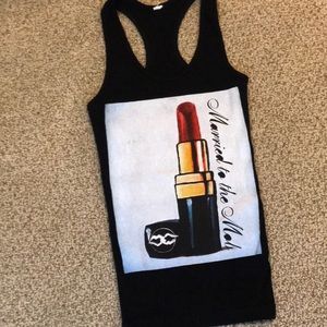 Married to the Mob Tops - Married To The Mob- Cool Lipstick Print Tank Top Married to the Mob Tops - Married To The Mob- Cool Lipstick Print Tank Top